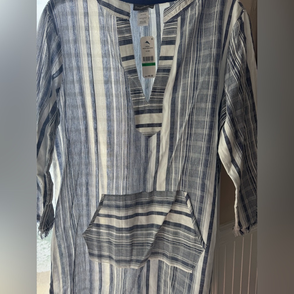 Tommy Bahama Navy and White Striped Tunic